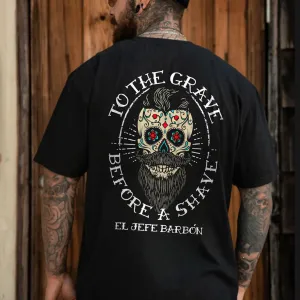 Viking To The Grave Before A Shave Printed Men's T-shirt