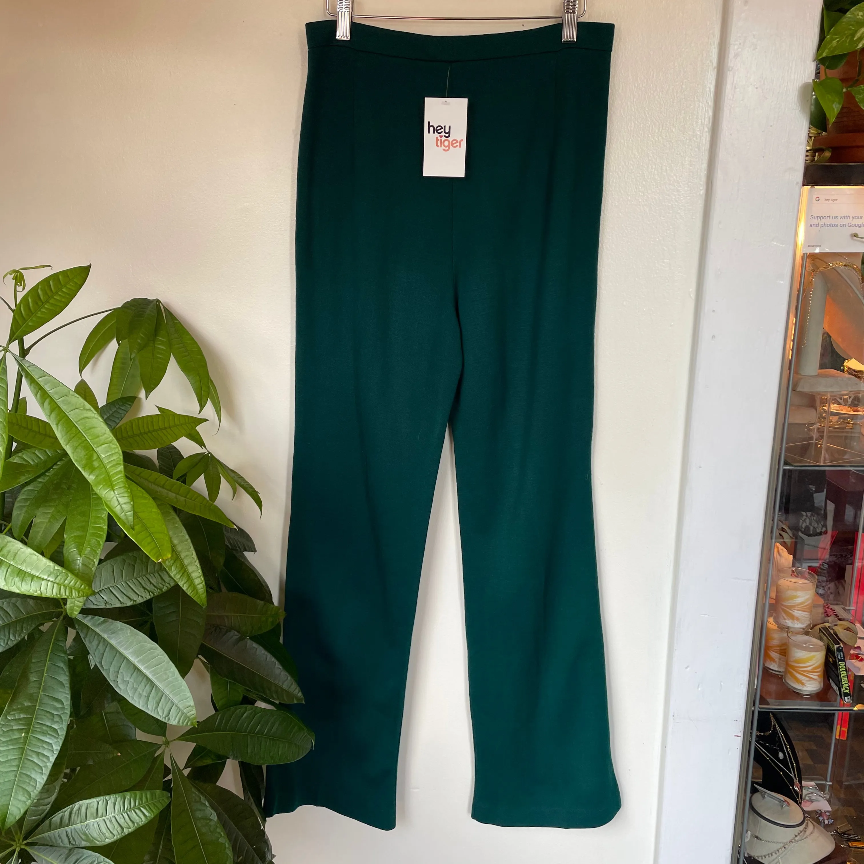 vintage 70s Donnkenny green high waisted lounge slacks // size 11/12 (HT2344)