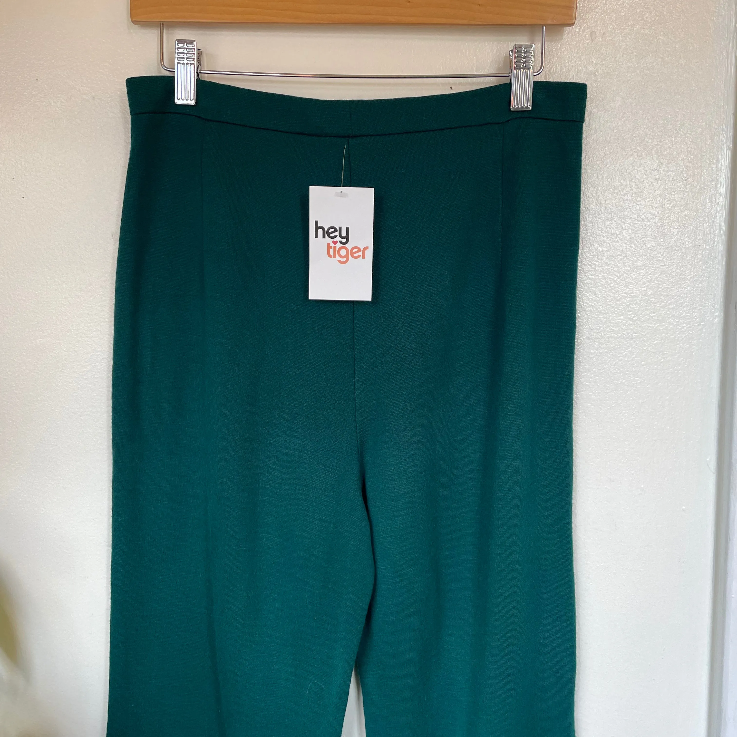 vintage 70s Donnkenny green high waisted lounge slacks // size 11/12 (HT2344)