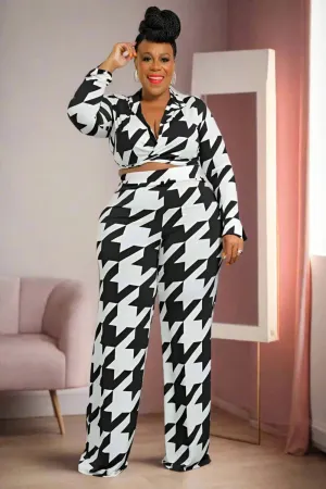 Vintage Wrap Crop Top and Pants Set