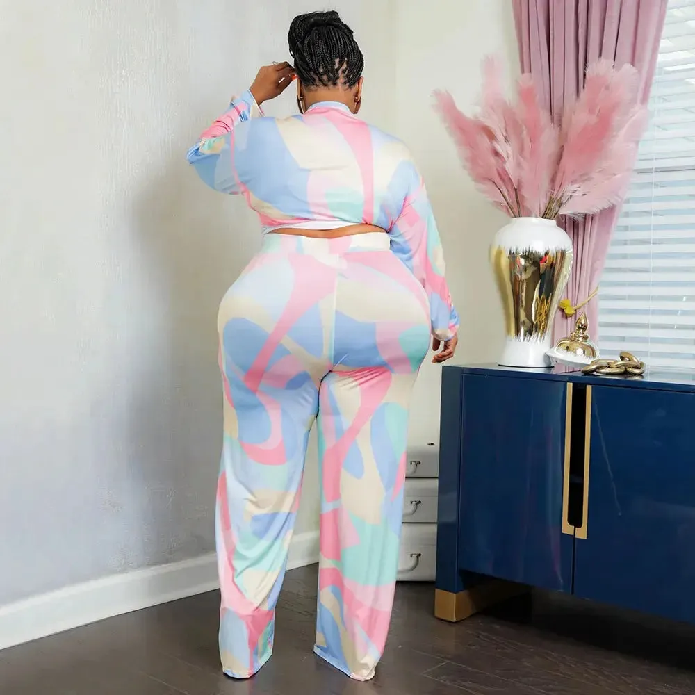 Vintage Wrap Crop Top and Pants Set