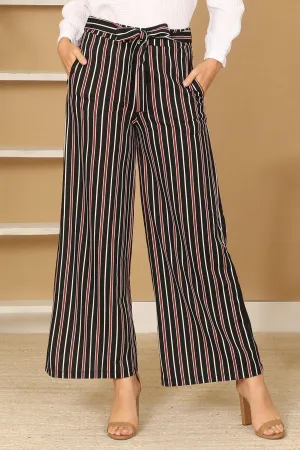 WAIST TIE STRIPE SQUARE PANTS
