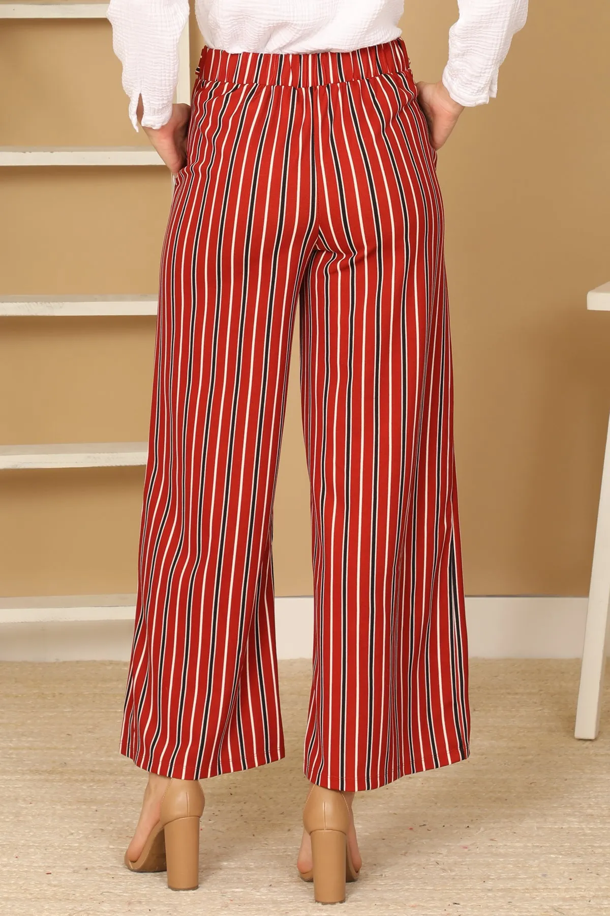 WAIST TIE STRIPE SQUARE PANTS
