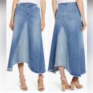 Wash lab “Selma” pieced 2 tone sky denim skirt