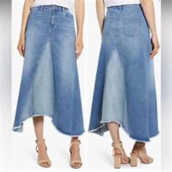 Wash lab “Selma” pieced 2 tone sky denim skirt