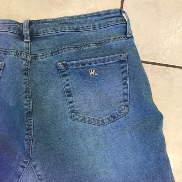 Wash lab “Selma” pieced 2 tone sky denim skirt