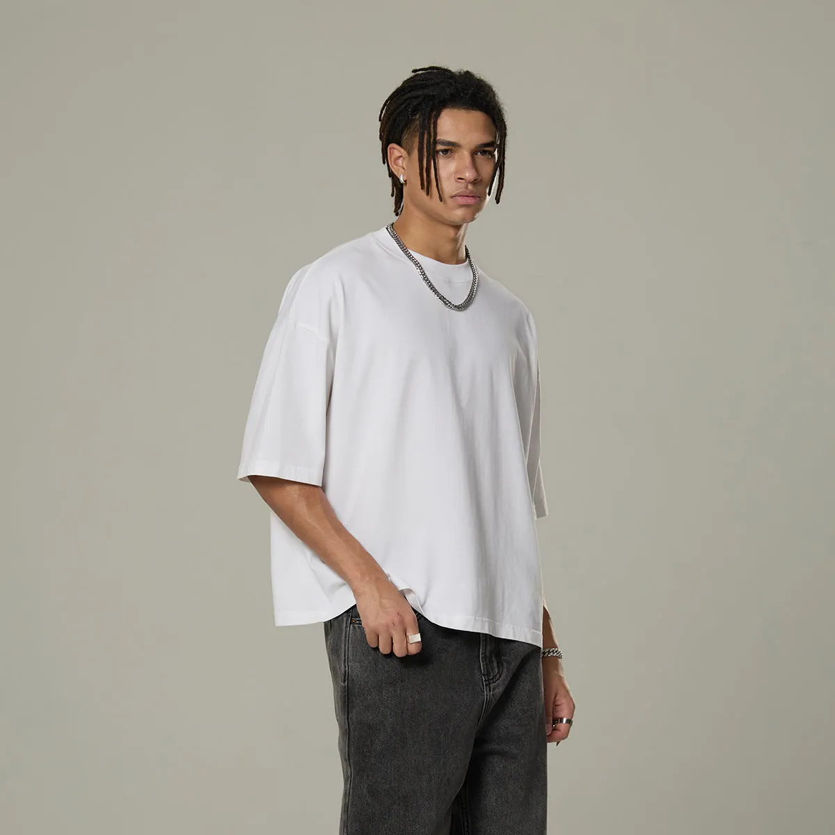 Washed Cotton Boxy T Shirt 260gsm