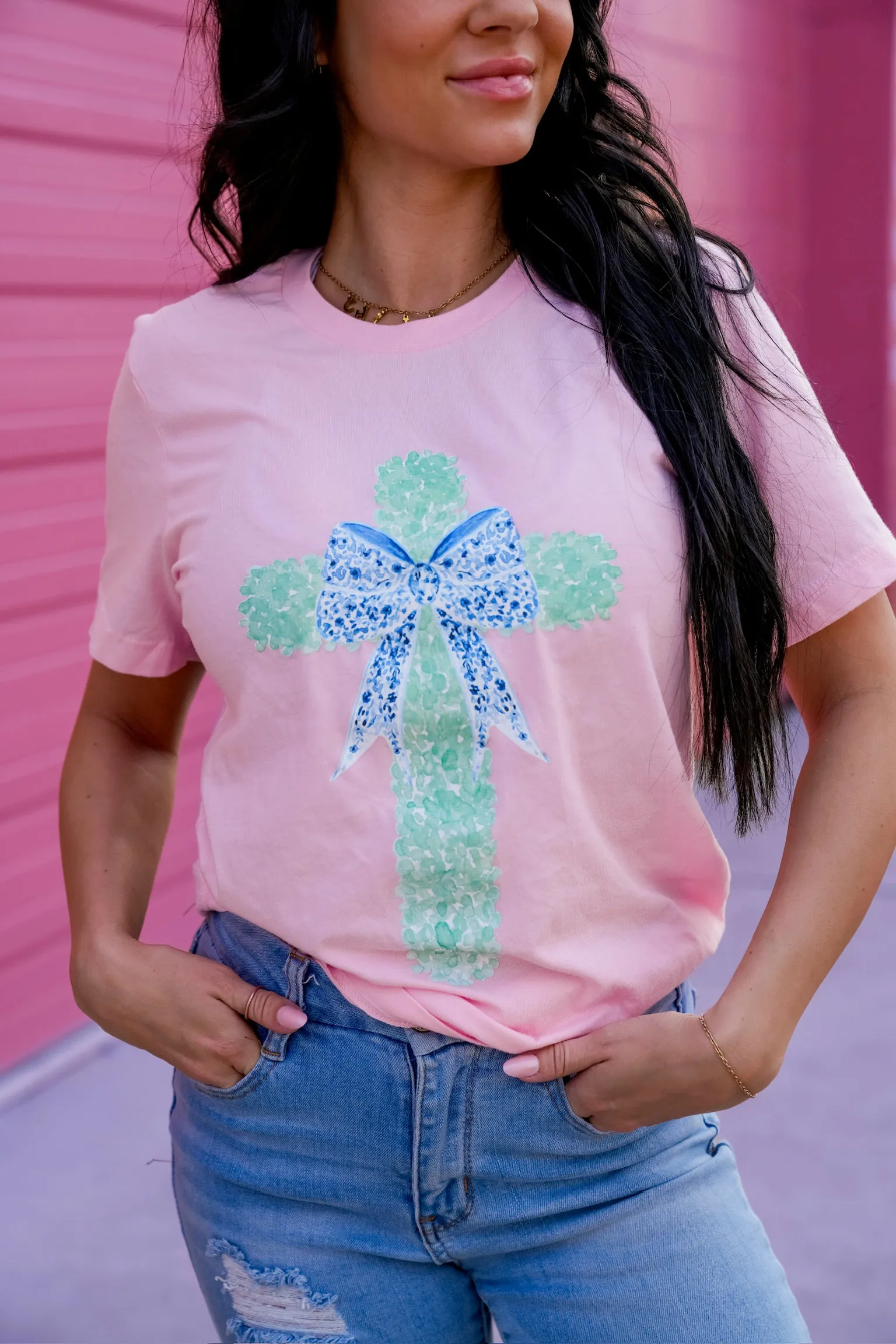 Watercolor Cross | Pink | Short Sleeve