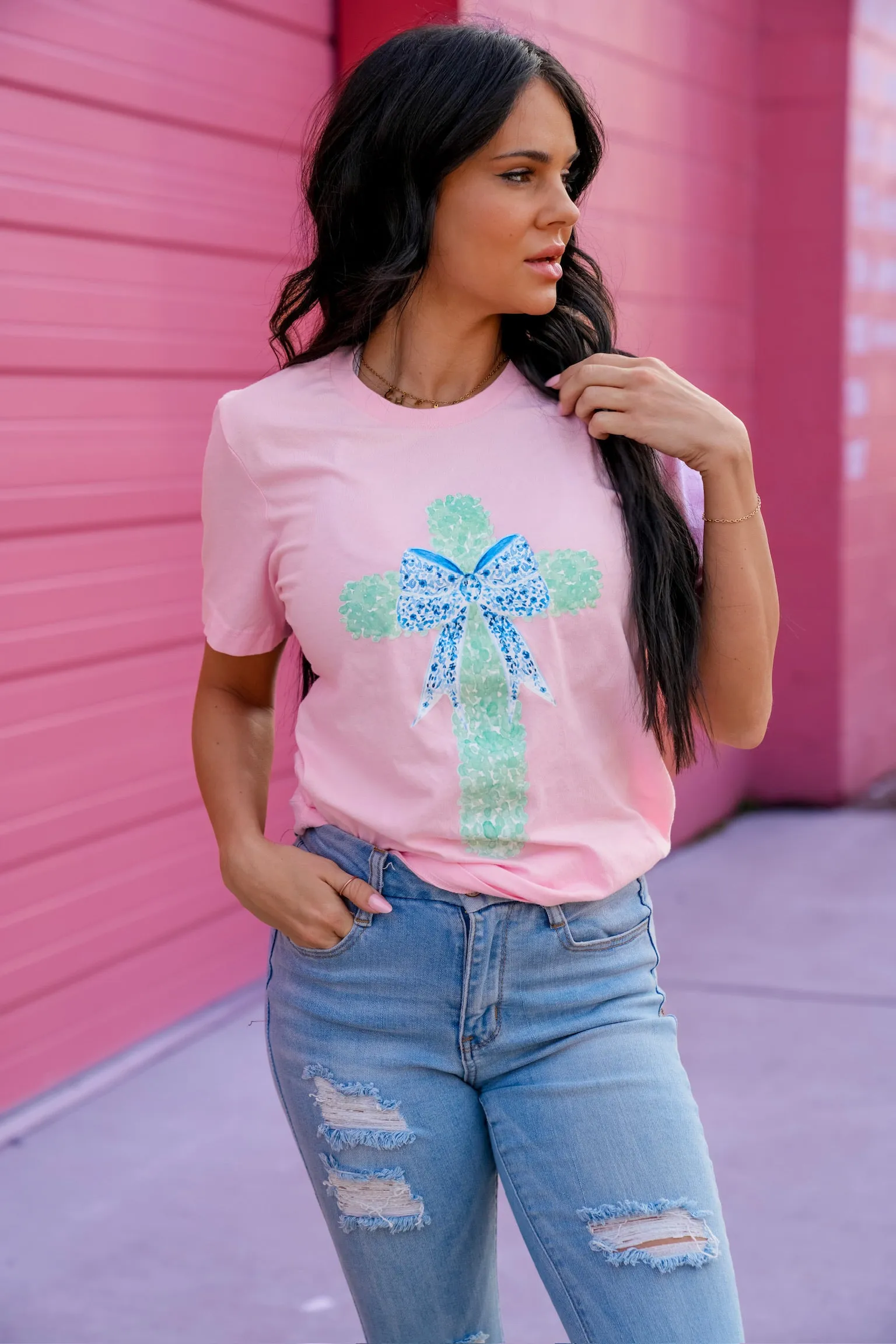 Watercolor Cross | Pink | Short Sleeve
