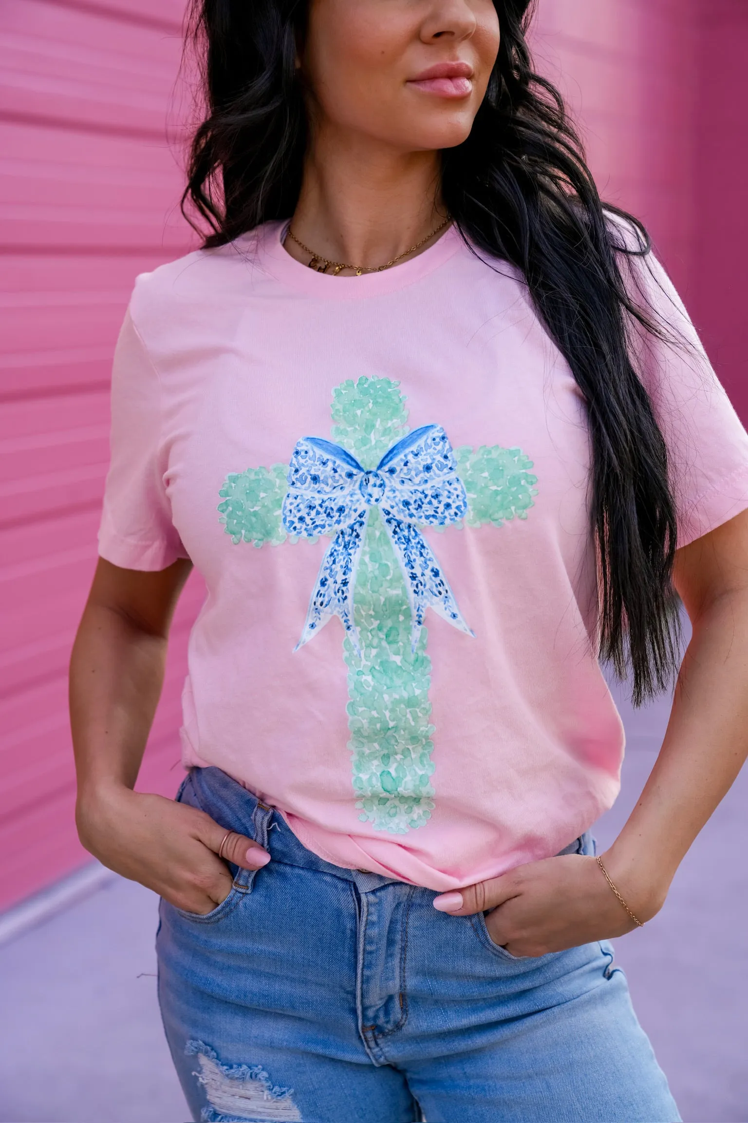 Watercolor Cross | Pink | Short Sleeve