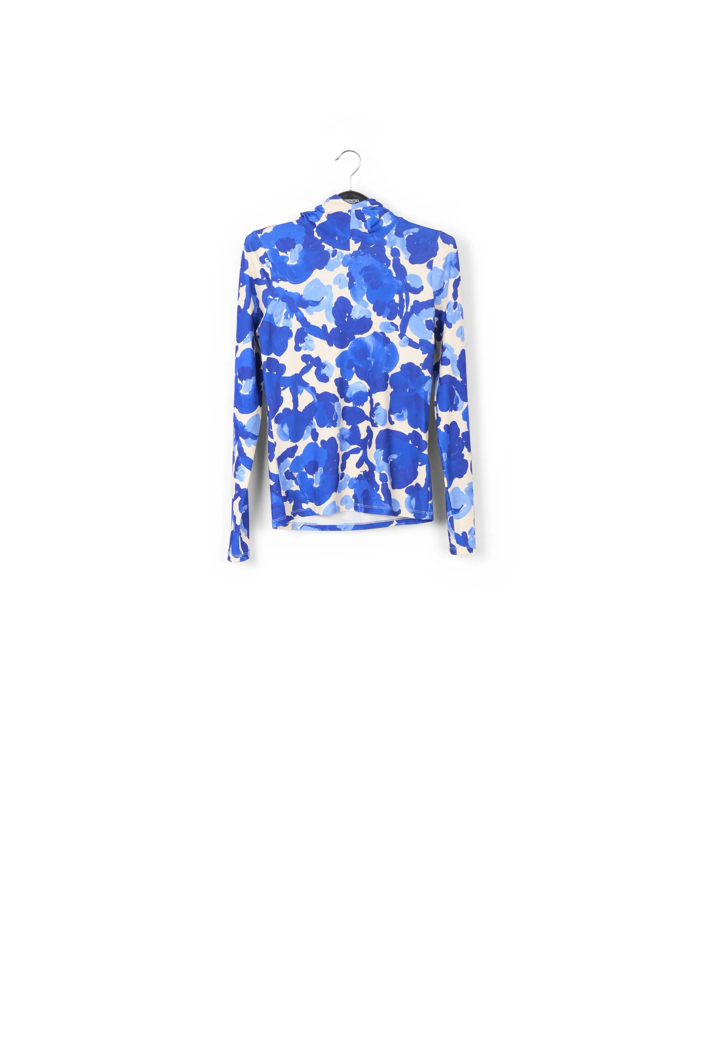 White and blue floral print hooded top