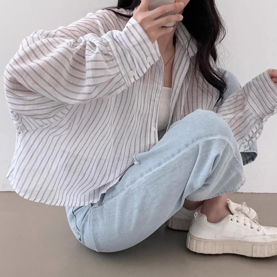 White Cropped Boxy Shirt