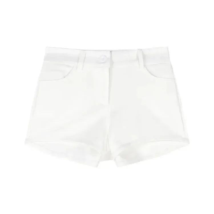 White Low Waist Slim-fit Hot Pants