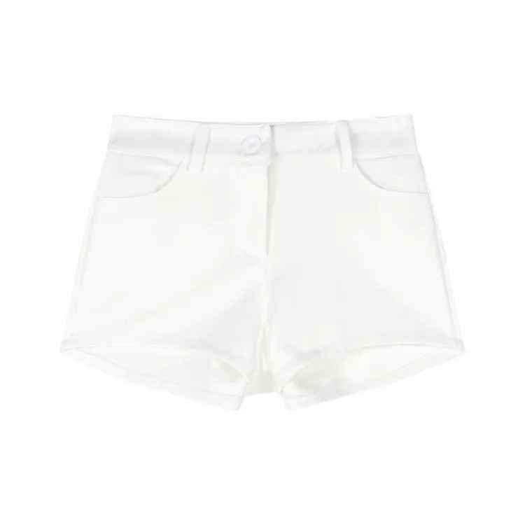 White Low Waist Slim-fit Hot Pants