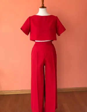 Wide Leg Pants and Crop Top Set