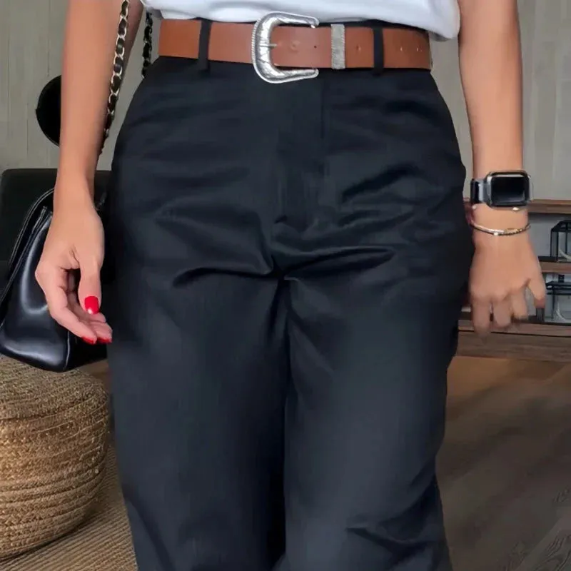 Women's High Waist Casual Straight Pants