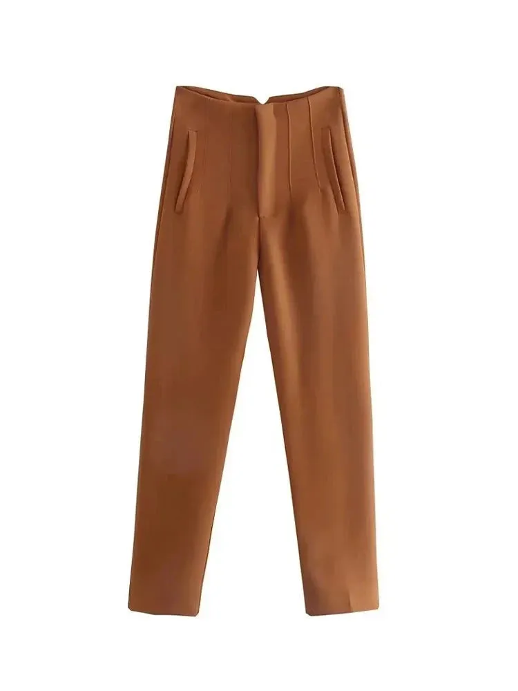 Women's High Waist Vintage Ankle Pants