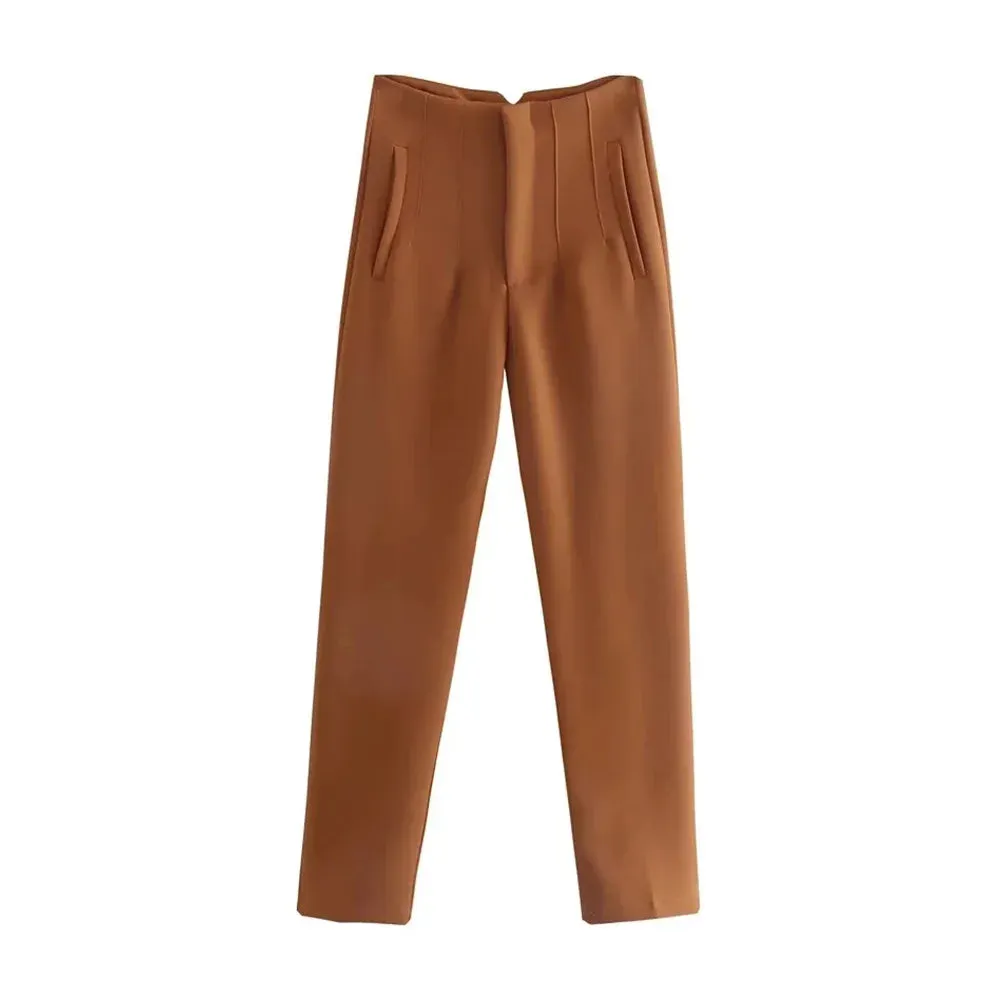 Women's High Waist Vintage Ankle Pants