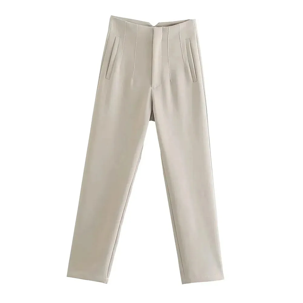 Women's High Waist Vintage Ankle Pants