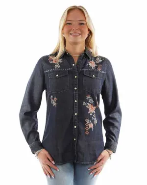 Women's Honey Creek Collection Blouse: Western Floral Embroidery