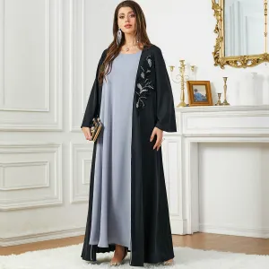 Women's Long Sleeve Flowy Maxi Dress with Botanical Details