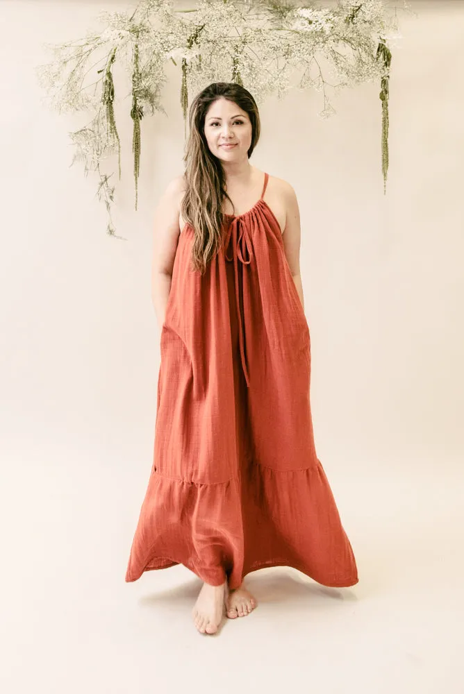 Women's Organic Cotton Maxi Sundress - Cayenne