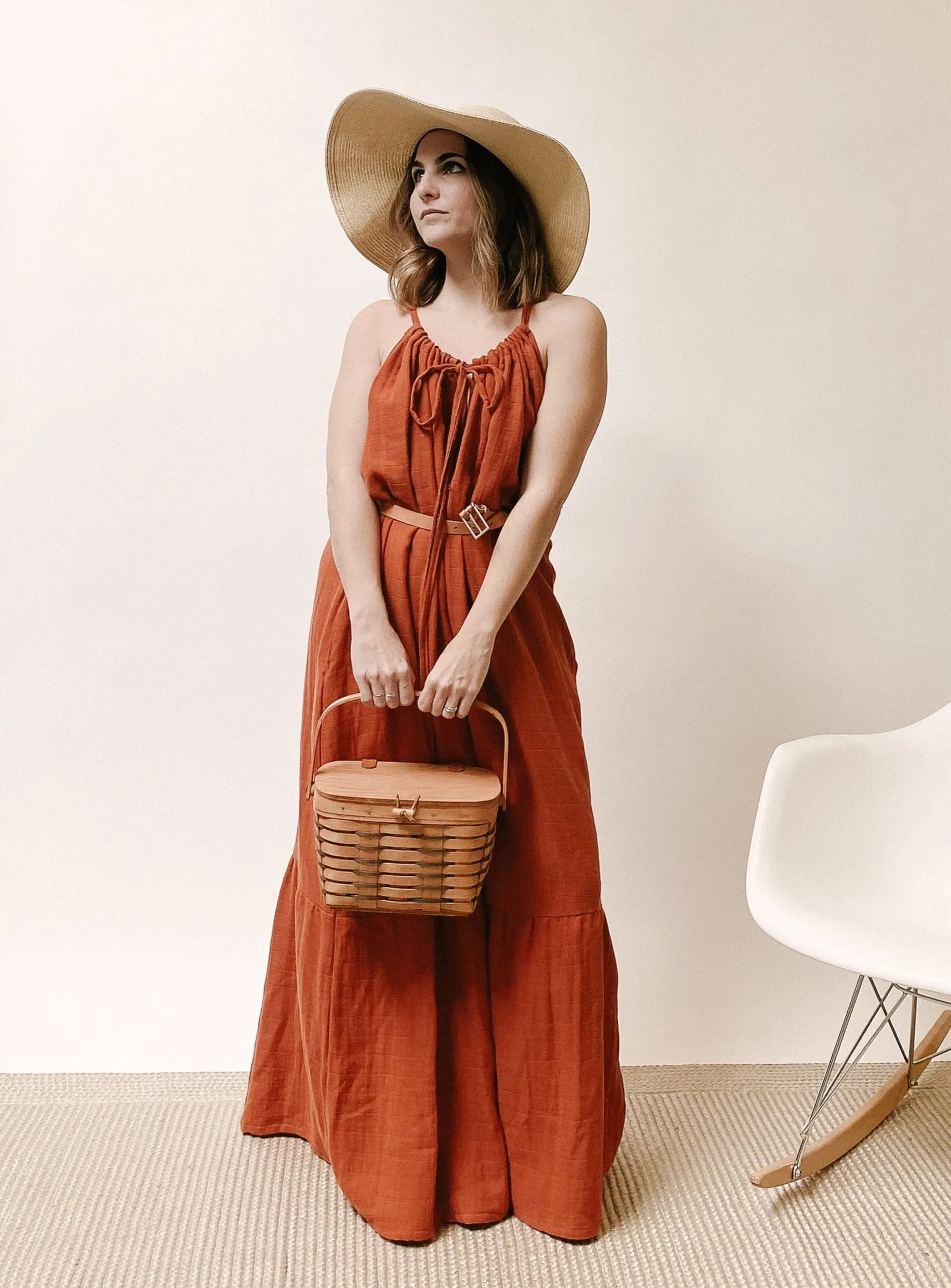 Women's Organic Cotton Maxi Sundress - Cayenne