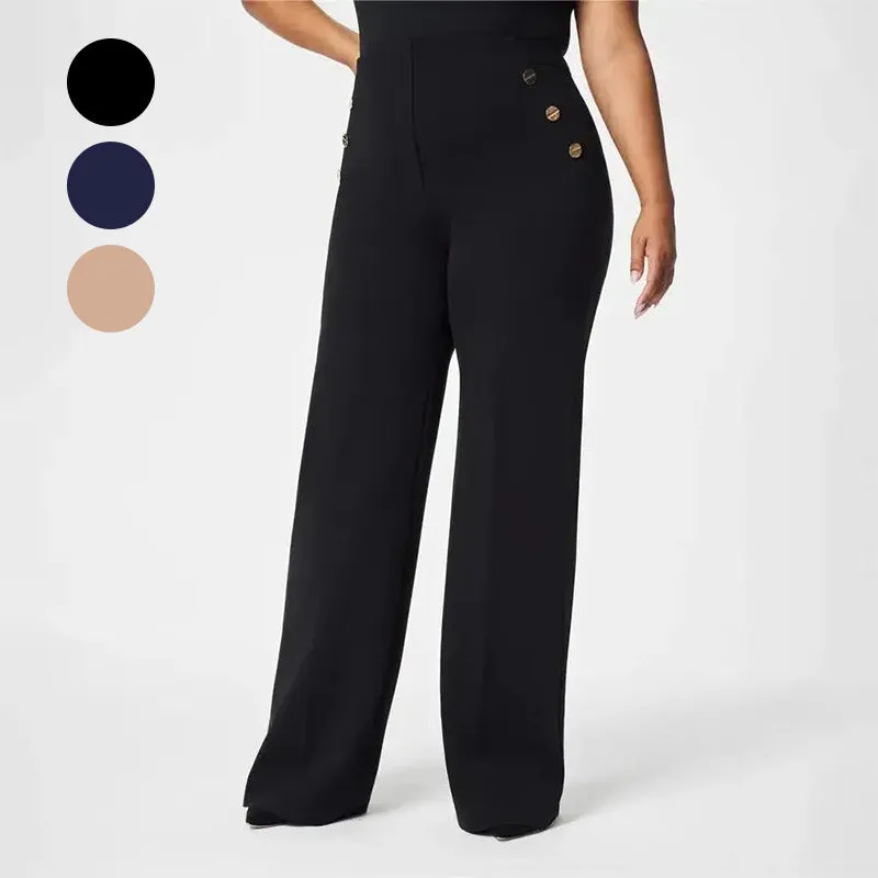 Women's Plus Size High-Waist Wide-Leg Pants | High Stretch Fabric, Comfortable Fit, Casual Style