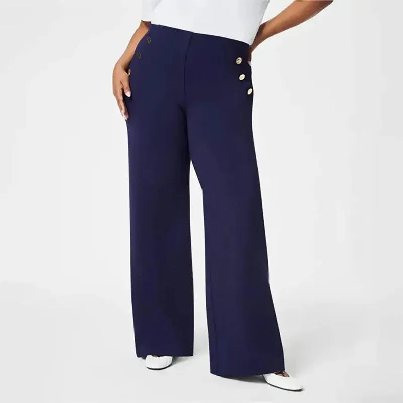Women's Plus Size High-Waist Wide-Leg Pants | High Stretch Fabric, Comfortable Fit, Casual Style
