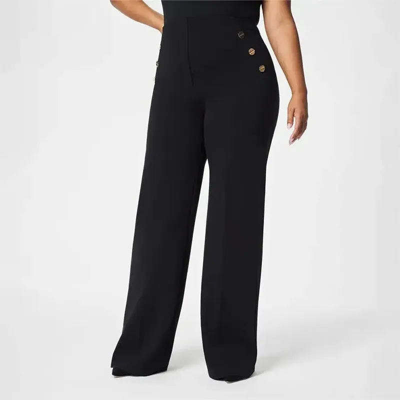 Women's Plus Size High-Waist Wide-Leg Pants | High Stretch Fabric, Comfortable Fit, Casual Style