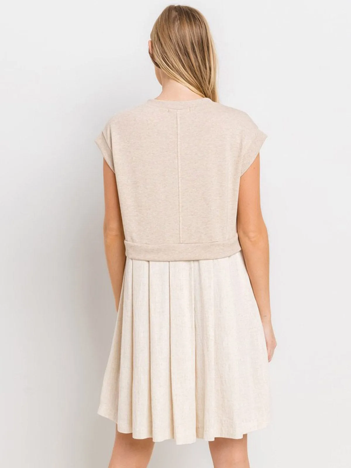 WOMEN'S SHORT SLEEVE LOOSE FIT LINEN MINI DRESS