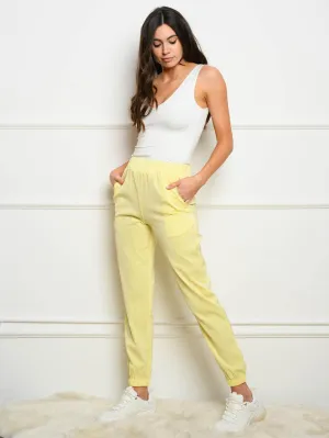 WOMEN'S SMOCK WAIST POCKETS PANTS