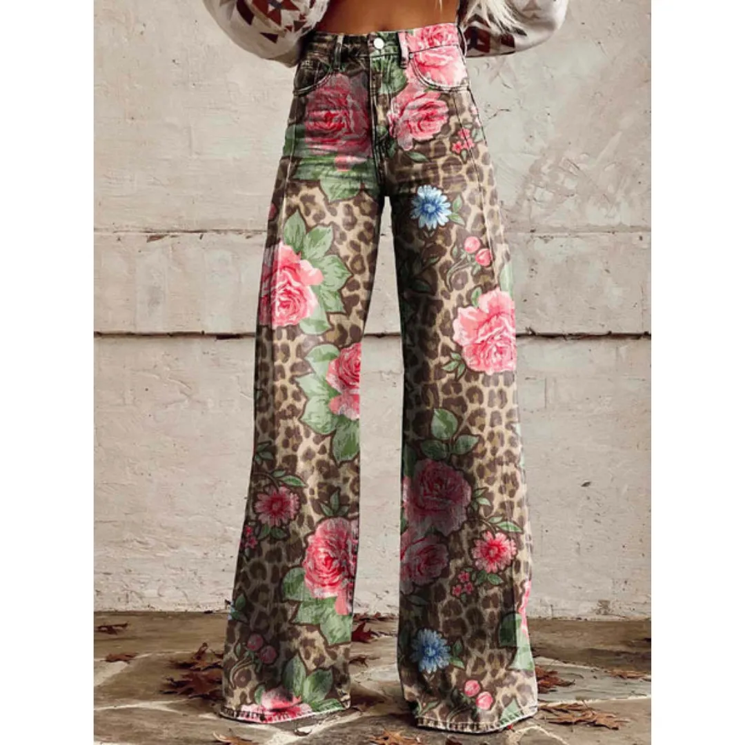 Women's Vintage Walking High Waisted Pants | Wide Leg