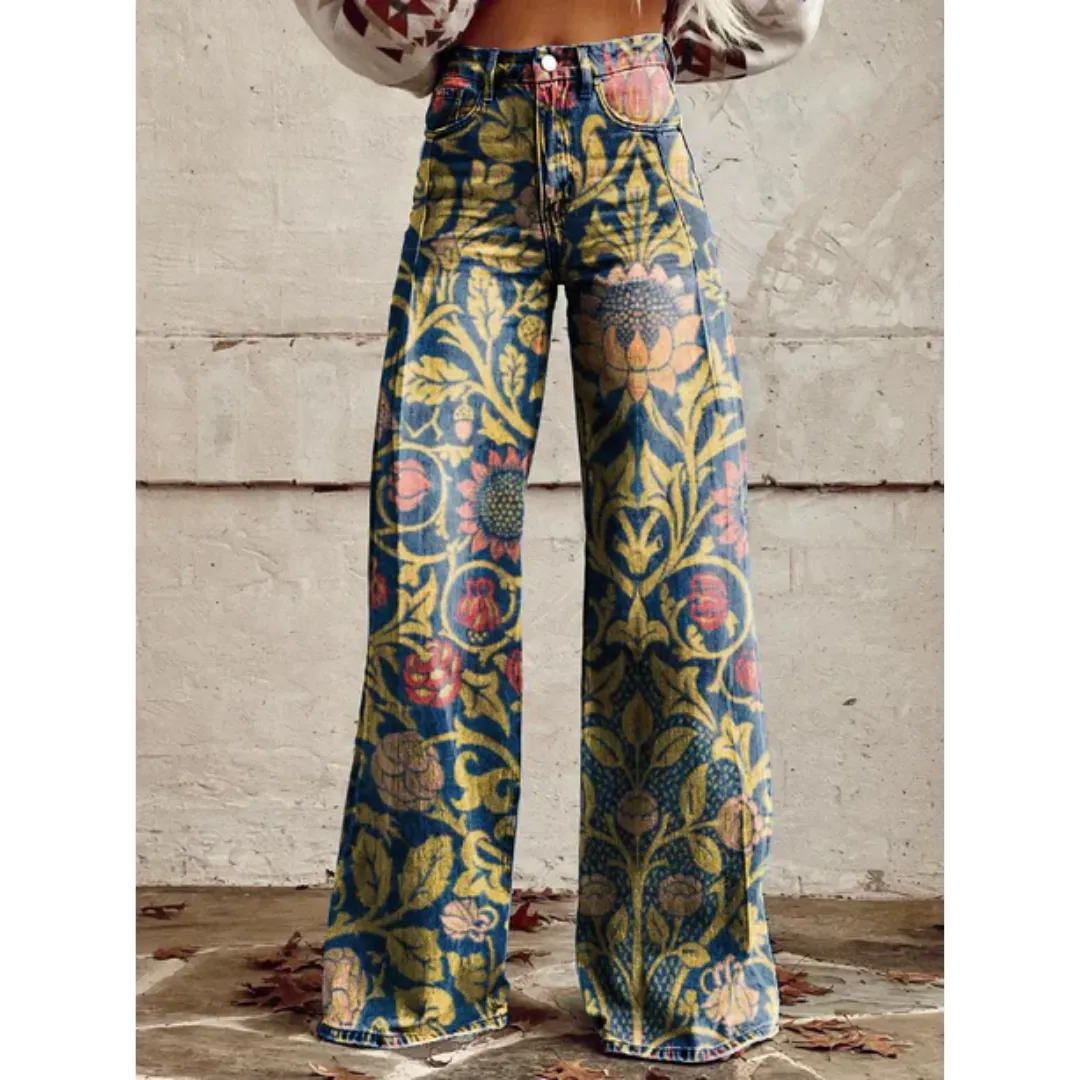 Women's Vintage Walking High Waisted Pants | Wide Leg