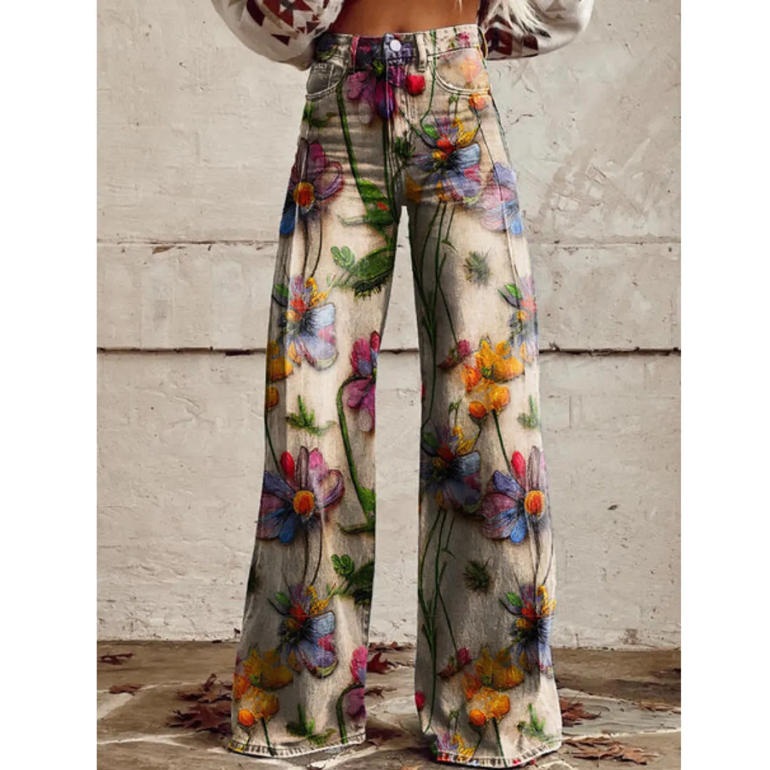 Women's Vintage Walking High Waisted Pants | Wide Leg