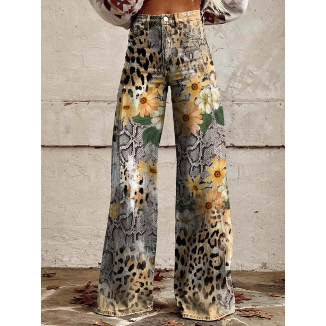 Women's Vintage Walking High Waisted Pants | Wide Leg