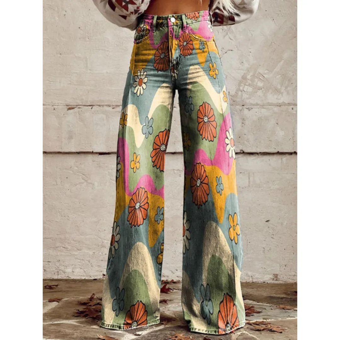 Women's Vintage Walking High Waisted Pants | Wide Leg