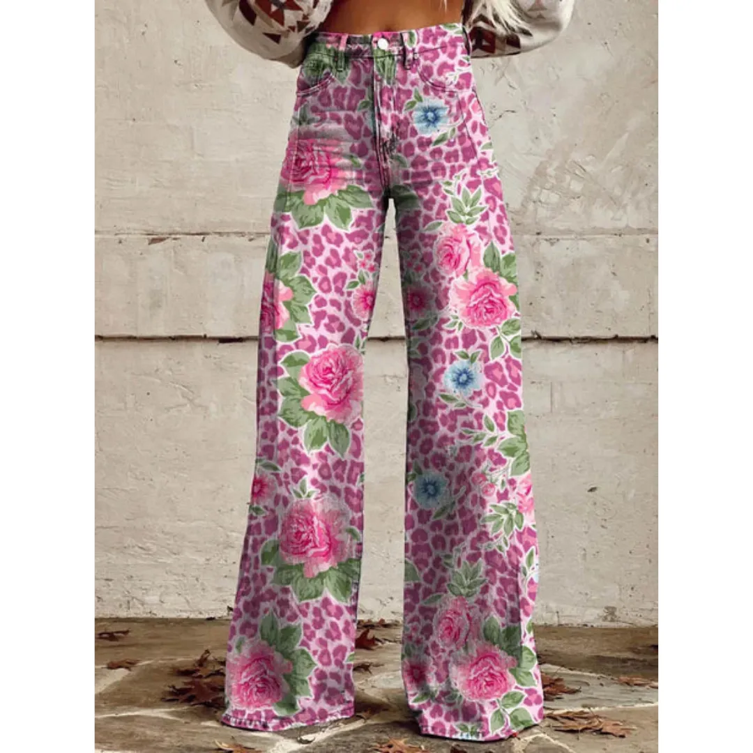 Women's Vintage Walking High Waisted Pants | Wide Leg