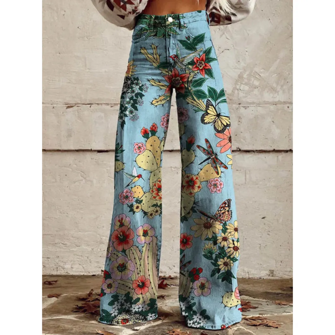 Women's Vintage Walking High Waisted Pants | Wide Leg