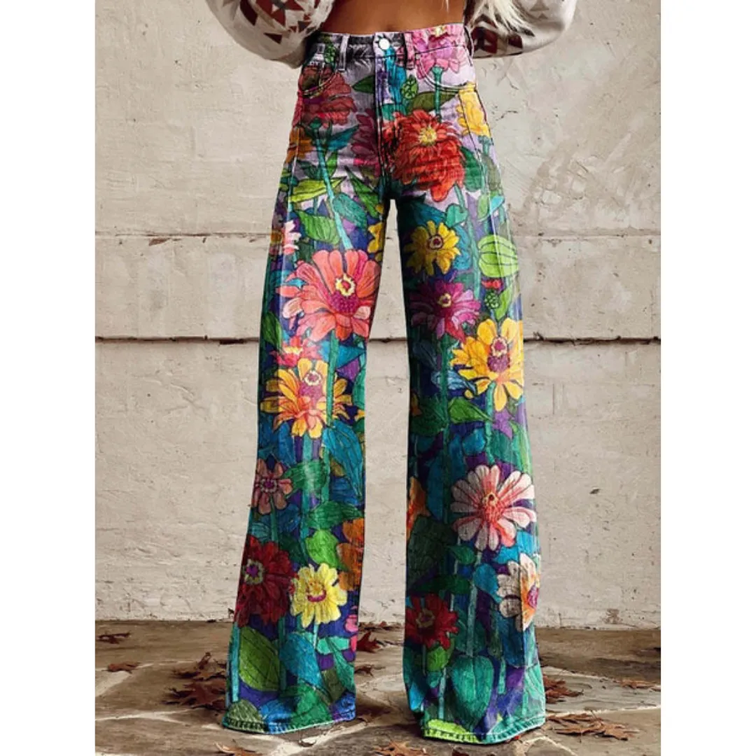 Women's Vintage Walking High Waisted Pants | Wide Leg