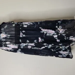 Y2K Black sheer chiffon floral flowy tiered fairycore whimsigoth  maxi skirt
