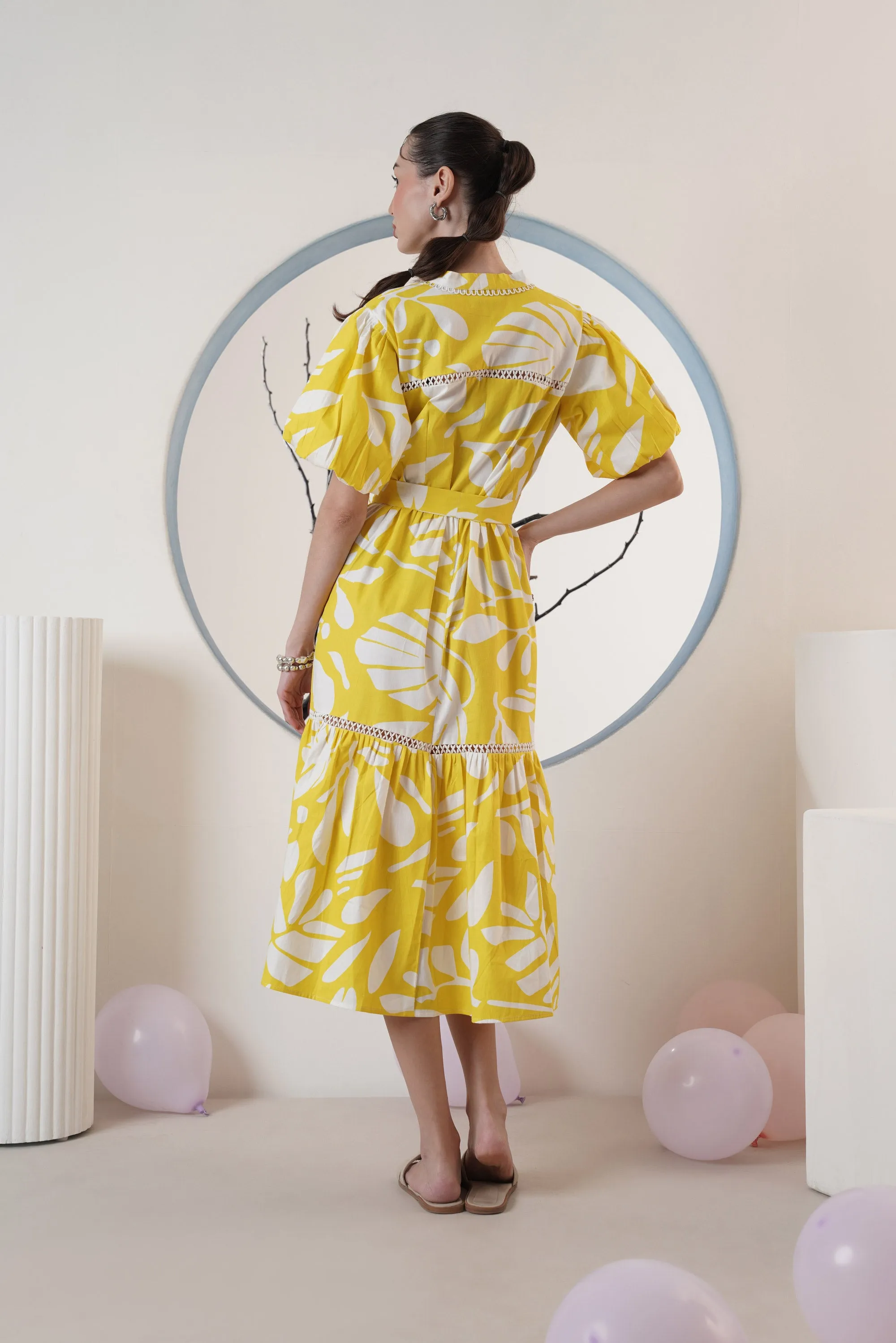 Yellow Floral printed Maxi Dress