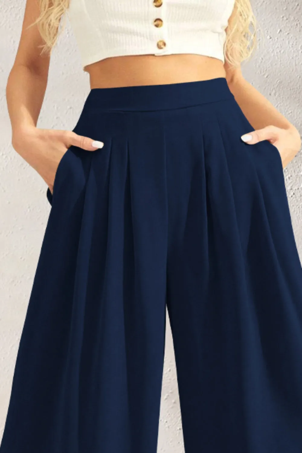 Zealand Pocketed High Waist Wide Leg Pants