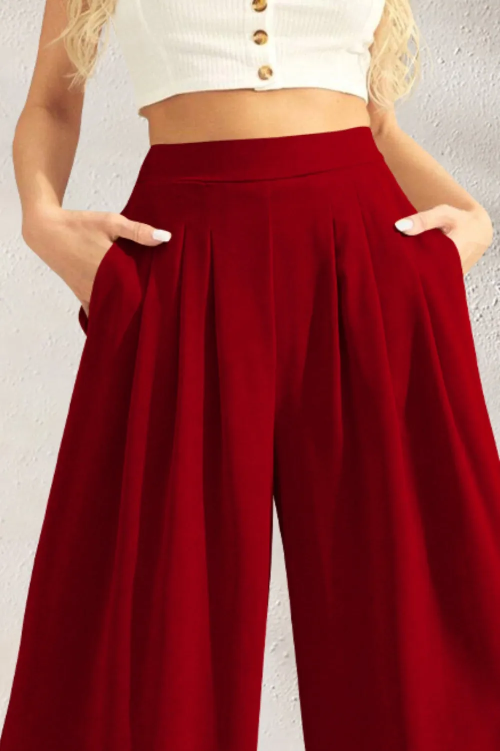 Zealand Pocketed High Waist Wide Leg Pants