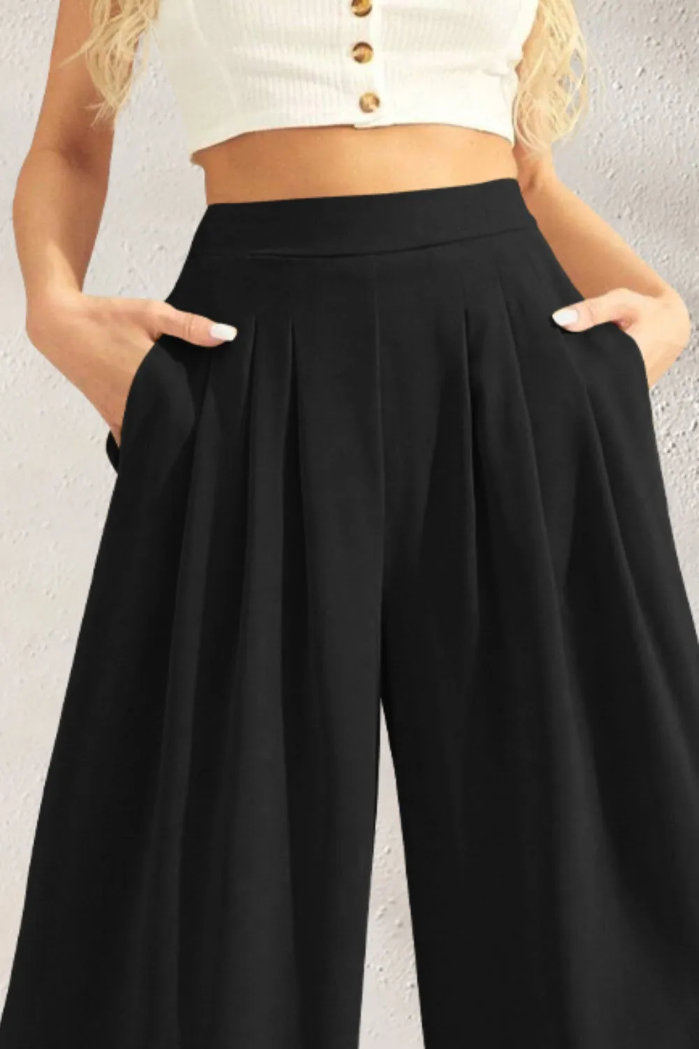 Zealand Pocketed High Waist Wide Leg Pants