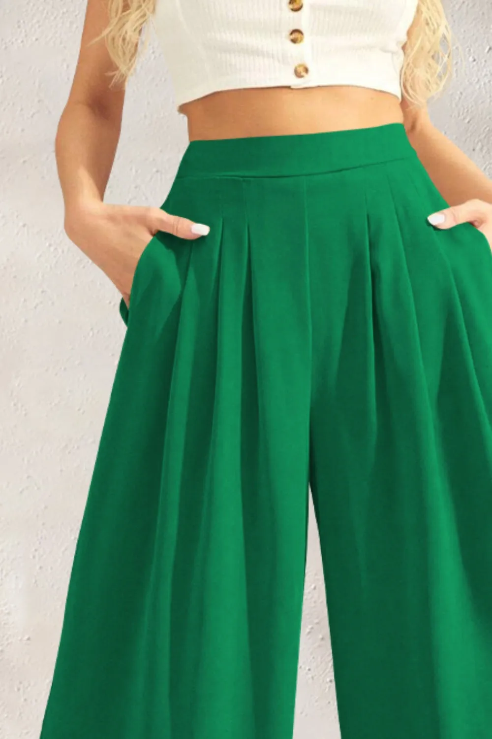 Zealand Pocketed High Waist Wide Leg Pants