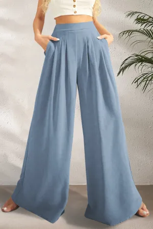 Zealand Pocketed High Waist Wide Leg Pants