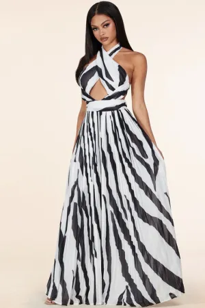 Zebra Print Maxi Dress